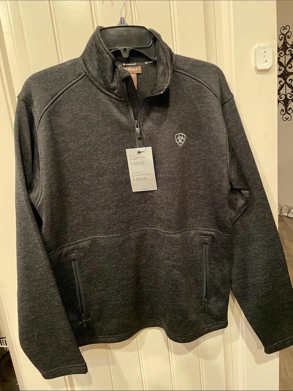 Ariat Caldwell 1/4 Zip Sweater in Charcoal Heather nwt - Picture 3 of 9